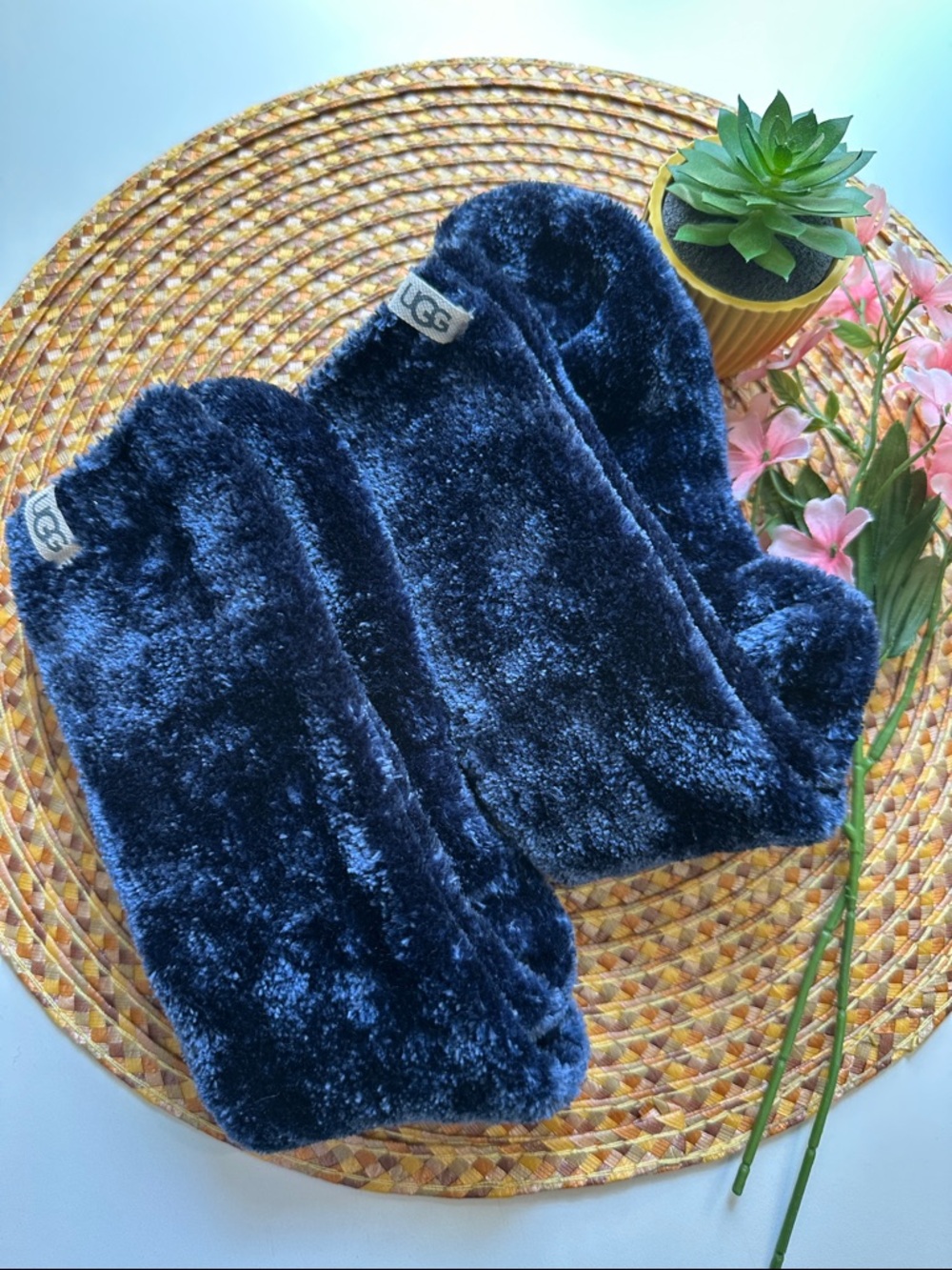 UGG Navy Plush Slip-On Slipper Liners